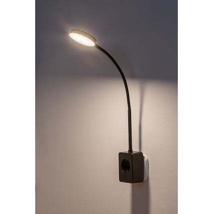 Rabalux - Dimmbare LED-Wandleuchte LED/4W/230V mit USB-Port für Steckdose 3000/4000/6000K schwarz