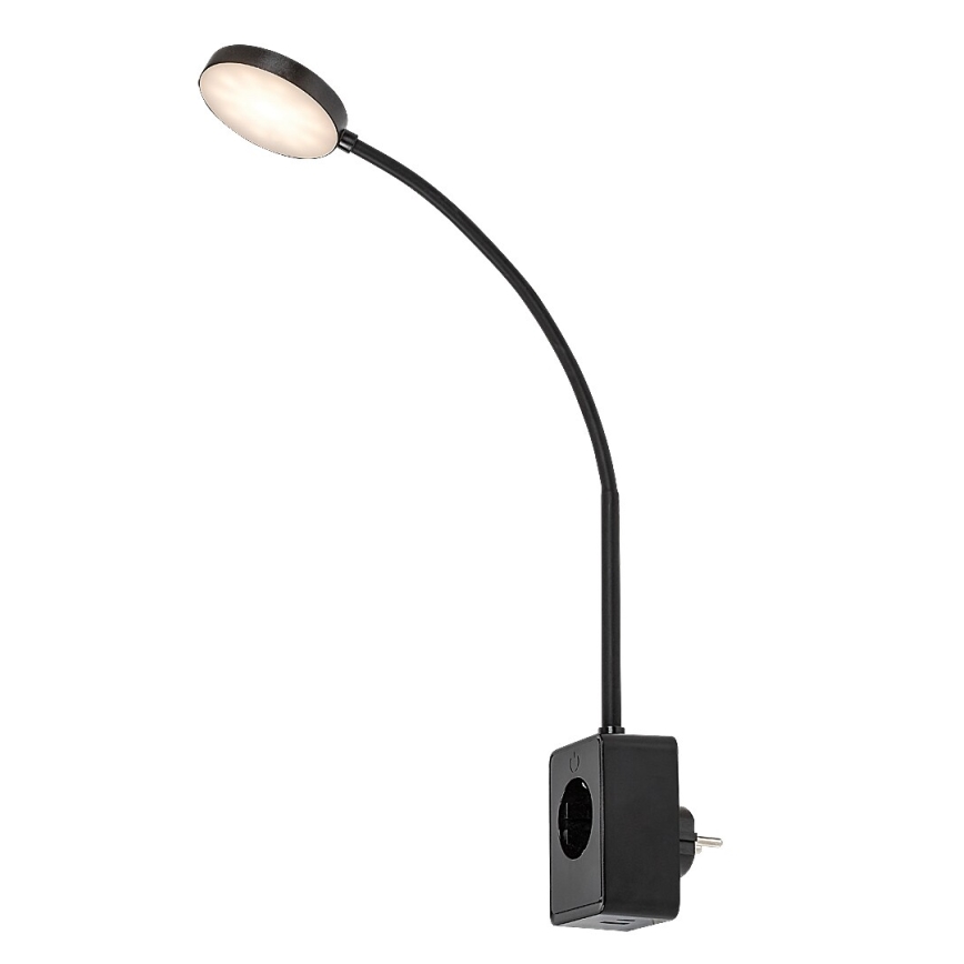 Rabalux - Dimmbare LED-Wandleuchte LED/4W/230V mit USB-Port für Steckdose 3000/4000/6000K schwarz