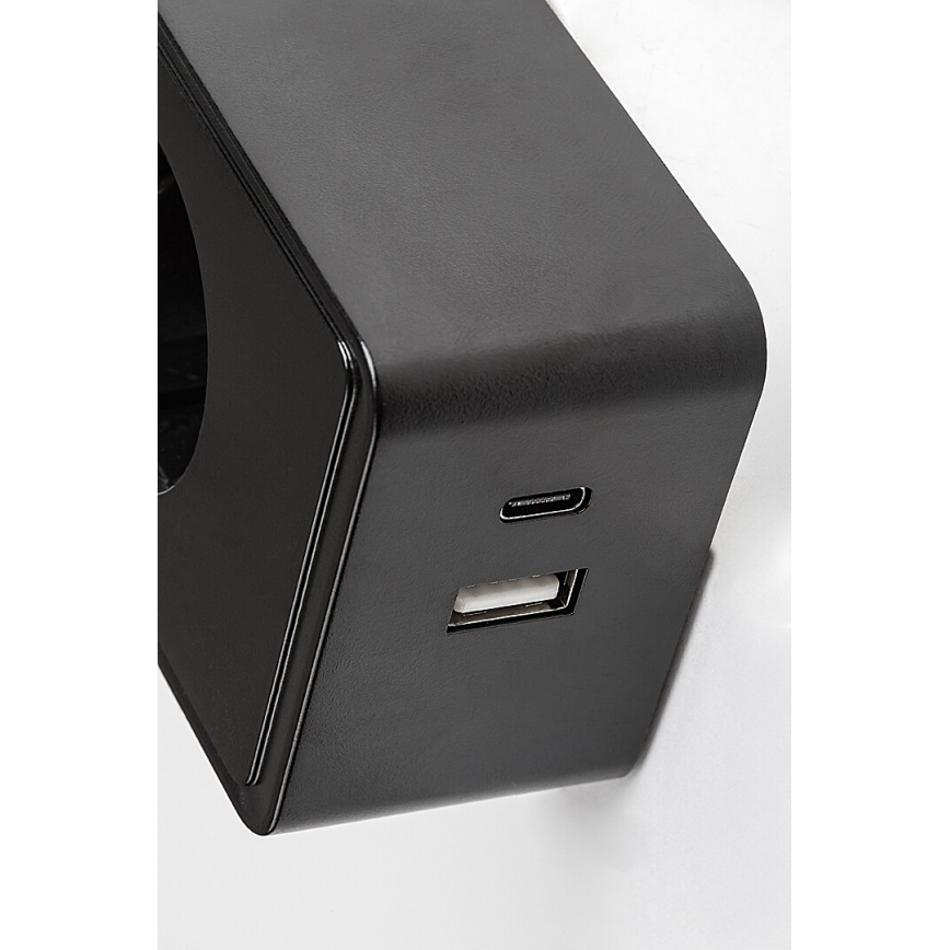 Rabalux - Dimmbare LED-Wandleuchte LED/4W/230V mit USB-Port für Steckdose 3000/4000/6000K schwarz