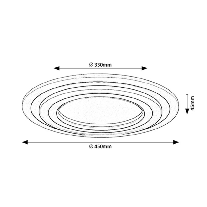 Rabalux - dimmbare LED-Deckenleuchte LED/56W/230V 3000/4000/6000K matt-chrom/schwarz + Fernbedienung Ø 45 cm