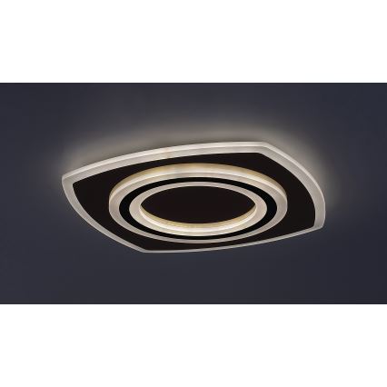 Rabalux - Dimmbare LED-Deckenleuchte, 60 W, 230 V, 3000/4000/6000 K, mattchrom/schwarz + Fernbedienung, 48x48 cm