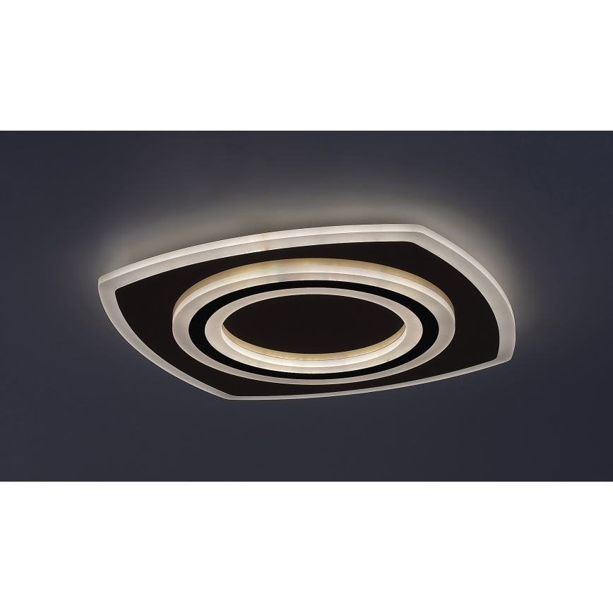 Rabalux - Dimmbare LED-Deckenleuchte, 60 W, 230 V, 3000/4000/6000 K, mattchrom/schwarz + Fernbedienung, 48x48 cm