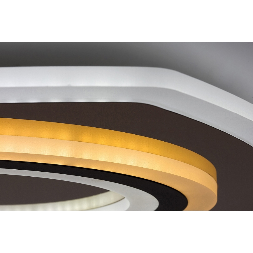 Rabalux - Dimmbare LED-Deckenleuchte, 60 W, 230 V, 3000/4000/6000 K, mattchrom/schwarz + Fernbedienung, 48x48 cm