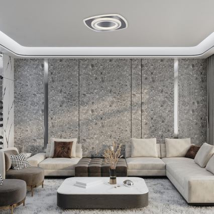 Rabalux - Dimmbare LED-Deckenleuchte LED/60W/230V 3000/4000/6000K mattchrom + Fernbedienung 48x48 cm