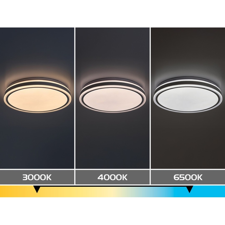Rabalux - Dimmbare LED-Deckenleuchte LED/23W/230V 3000-6500K Ø 38,5 cm schwarz + Fernbedienung