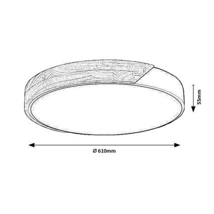 Rabalux - LED-Deckenleuchte LED/24W/230V 3000K weiß/Eiche Ø 61 cm