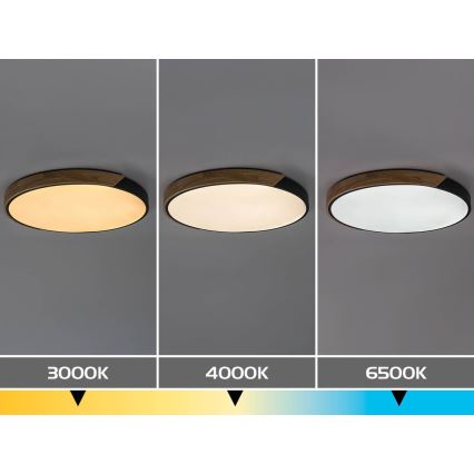 Rabalux - LED-Deckenleuchte LED/42W/230V 3000/4000/6500K schwarz/Eiche Ø 61 cm