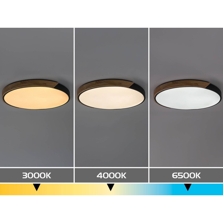 Rabalux - LED-Deckenleuchte LED/42W/230V 3000/4000/6500K schwarz/Eiche Ø 61 cm