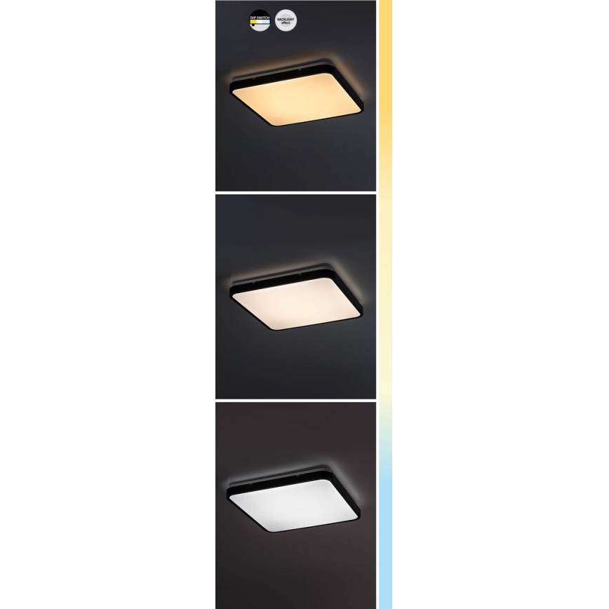 Rabalux - LED-Deckenleuchte für Badezimmer LED/24W/230V 3000/4000/6000K IP44 29x29 cm schwarz