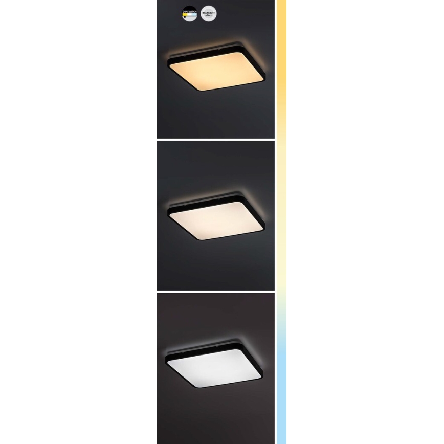 Rabalux - LED-Deckenleuchte für Badezimmer LED/36W/230V 3000/4000/6000K IP44 42x42 cm schwarz