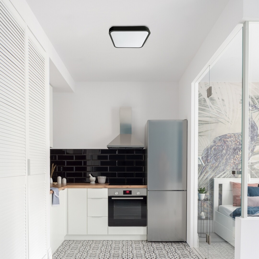Rabalux - Dimmbare LED-Deckenleuchte für Badezimmer LED/36W/230V 3000-6000K IP44 42x42 cm schwarz + Fernbedienung