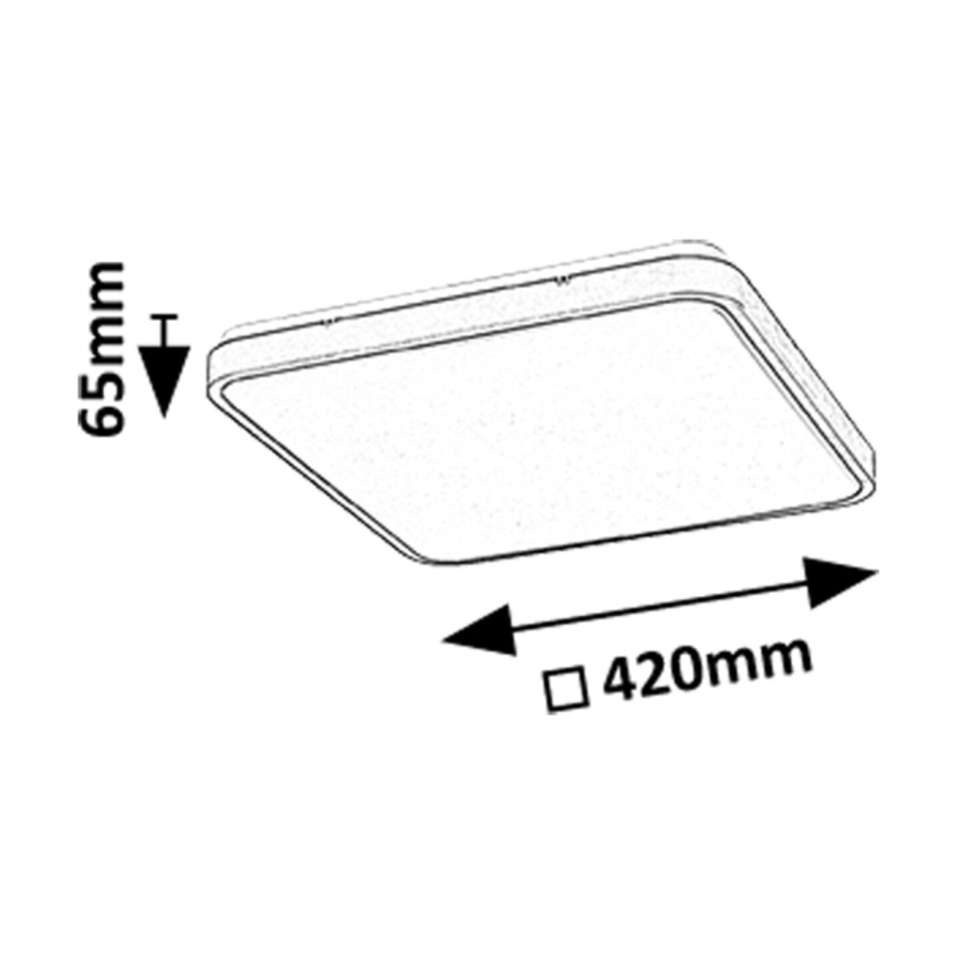 Rabalux - Dimmbare LED-Deckenleuchte für Badezimmer LED/36W/230V 3000-6000K IP44 42x42 cm schwarz + Fernbedienung
