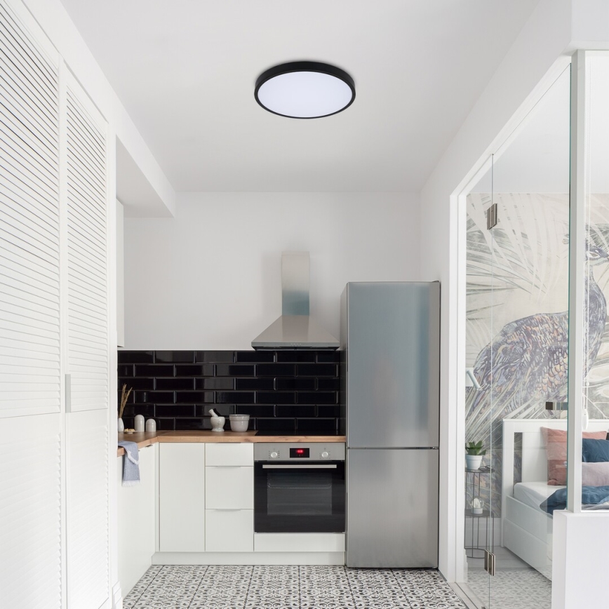 Rabalux - Dimmbare LED-Deckenleuchte für Badezimmer LED/24W/230V 3000-6000K IP44 d 35,5 cm schwarz + Fernbedienung