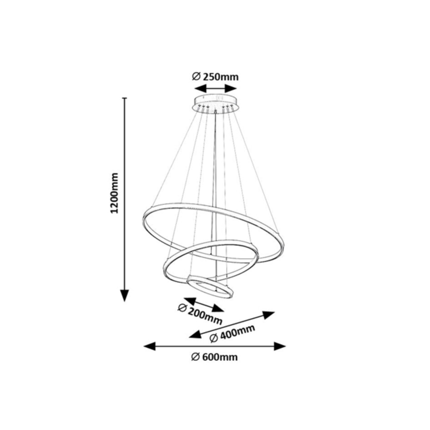 Rabalux - Dimmbare LED-Hängeleuchte an Stahlseil LED/90W/230V 3000-6500K + Fernbedienung