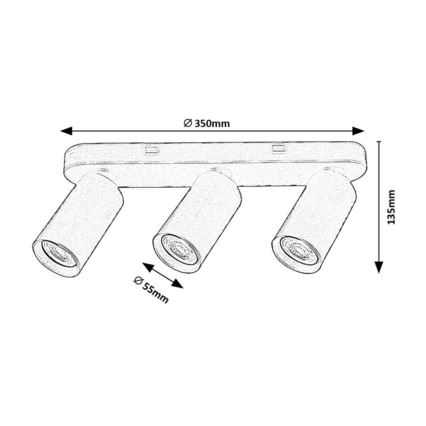 Rabalux - Deckenstrahler 3xGU10/7W/230V schwarz