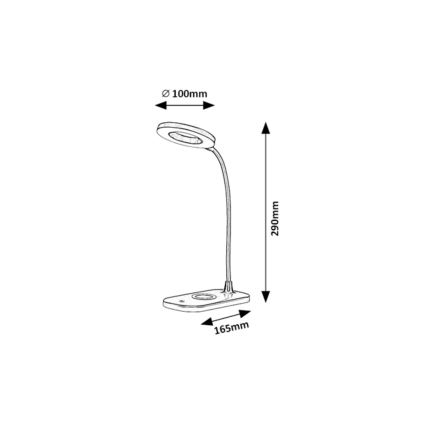 Rabalux - Dimmbare LED-Tischlampe mit Touch-Funktion und kabelloser Aufladung LED/5W/5V 2700-6000K schwarz