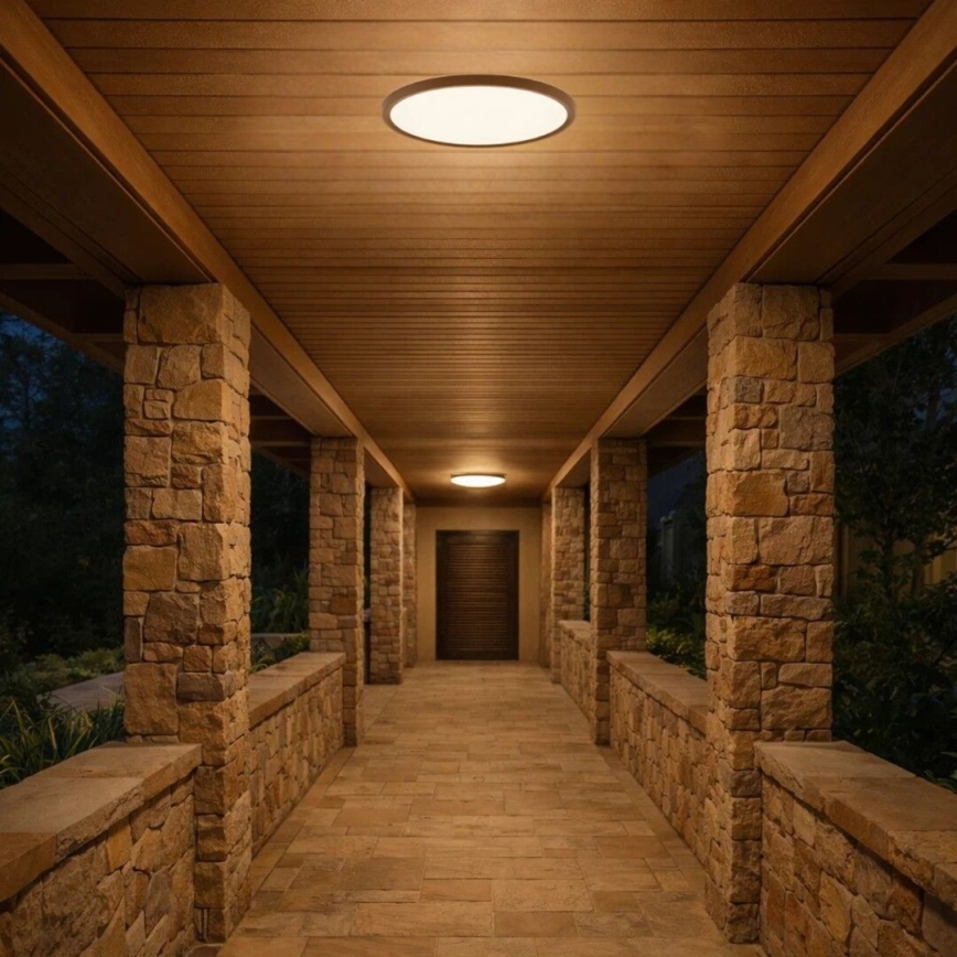 Rabalux - LED-Bad-Deckenleuchte, 18 W, 230 V, 3000/4000/6000 K (wählbar), Ø 29 cm, IP44, braun