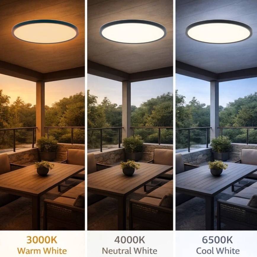 Rabalux - LED-Deckenleuchte für Badezimmer LED/24W/230V 3000/4000/6000K Ø 40 cm IP44 schwarz