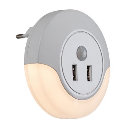 Rabalux - LED Nachtlicht mit Sensor für Steckdose 2xUSB LED/13,9W/230V 3000K