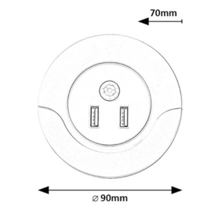 Rabalux - LED-Steckdosen-Nachtlicht mit Sensor 2xUSB LED/13,9W/230V 3000K