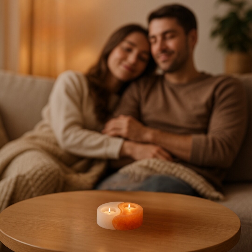 Rabalux - Salzlampe - Kerzenhalter orange/weiß