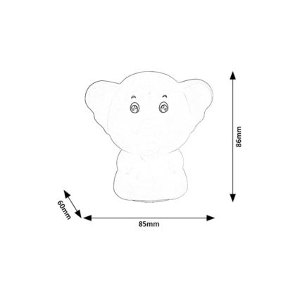 Rabalux - RGB-LED-Touch-Nachtlicht LED/0,05W/1xCR2032 Elefant