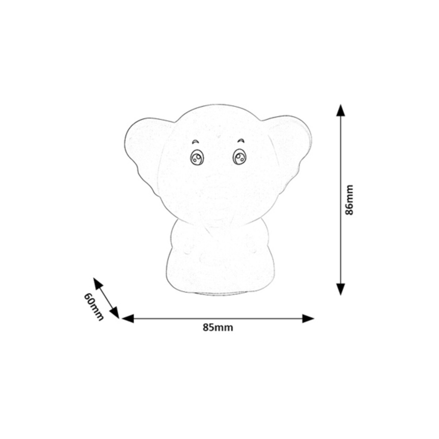 Rabalux - RGB-LED-Touch-Nachtlicht LED/0,05W/1xCR2032 Elefant