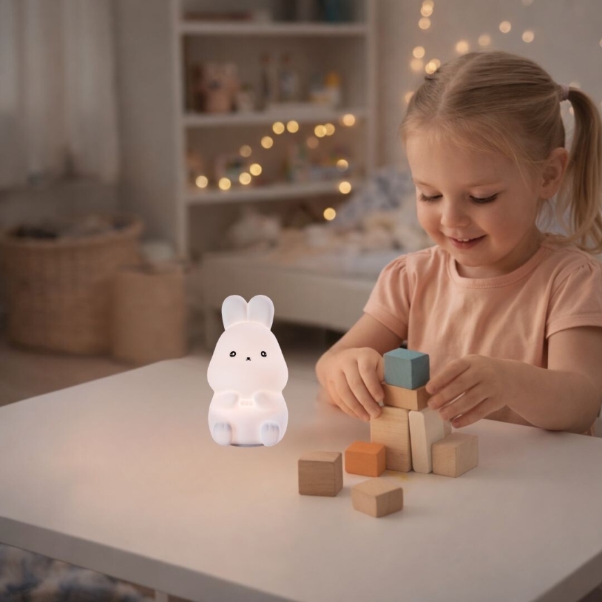 Rabalux - RGB-LED Touch-Nachtlicht LED/0,05W/1xCR2032 Kaninchen