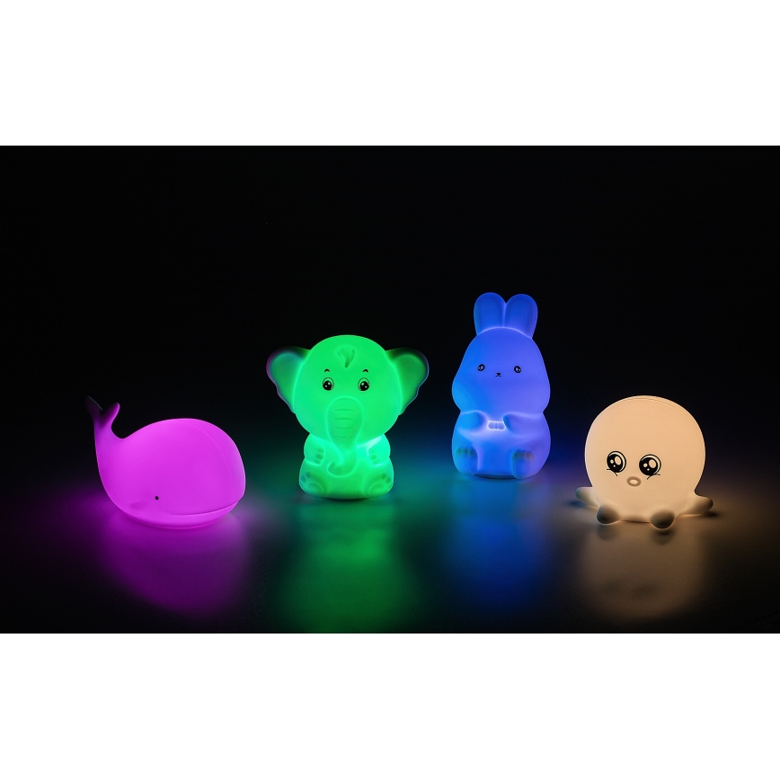 Rabalux - RGB-LED Touch-Nachtlicht LED/0,05W/1xCR2032 Kaninchen