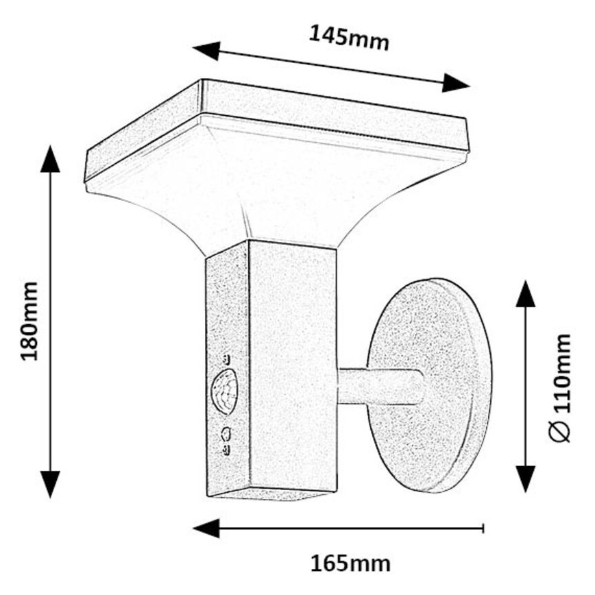 Rabalux - LED Solar-Wandleuchte mit Sensor LED/4W/230V IP44 Schwarz 2200 mAh