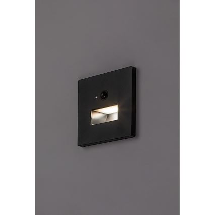Rabalux - LED-Treppenleuchte mit Bewegungs- und Dämmerungssensor LED/1W/230V 3000/4500/6500K schwarz