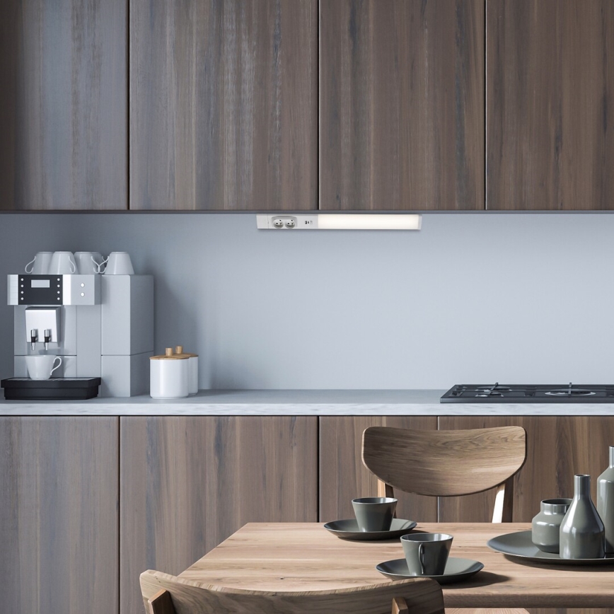 Rabalux - LED-Küchenunterbauleuchte mit Steckdosen LED/18W/230V 4000K 60 cm weiß