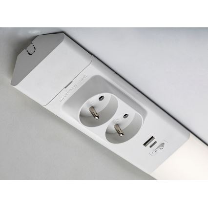 Rabalux - LED-Küchenunterbauleuchte mit Steckdosen LED/18W/230V 4000K 60 cm weiß