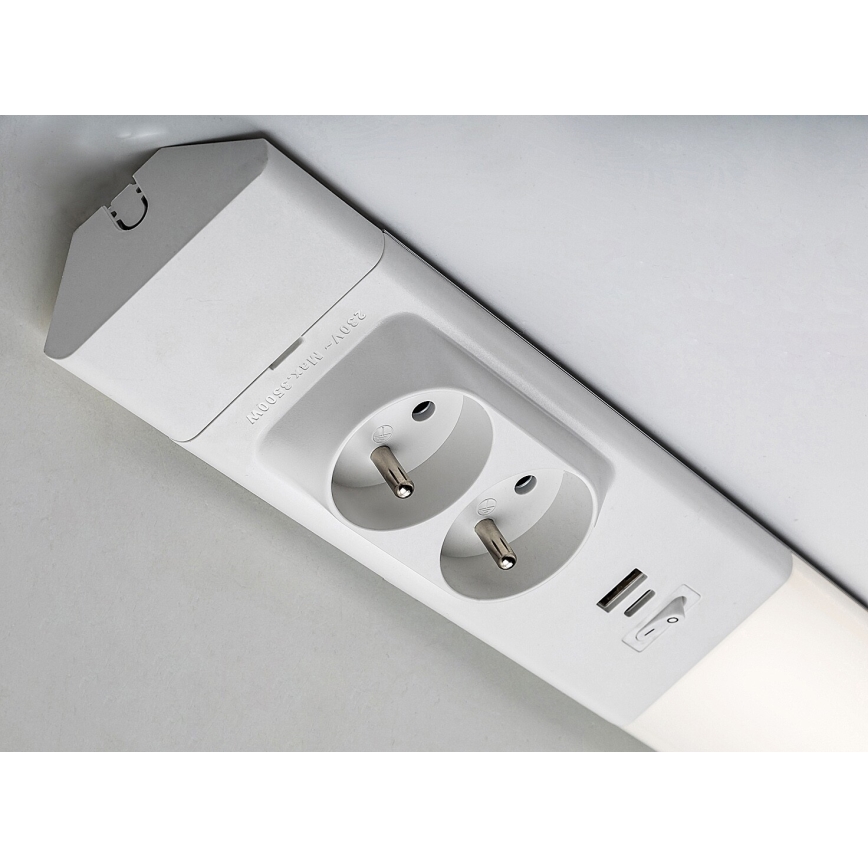 Rabalux - LED-Küchenunterbauleuchte mit Steckdosen LED/18W/230V 4000K 60 cm weiß
