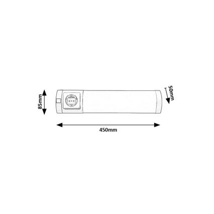 Rabalux - LED-Küchenunterbauleuchte mit Steckdose LED/5W/230V 4000K 45 cm matt Chrom