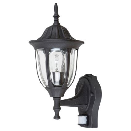 Außen Wandbeleuchtung mit Sensor 1xE27/60W/230V IP43 schwarz