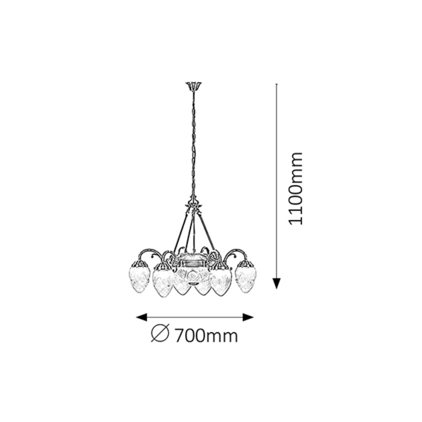 Rabalux 8636 - Kronleuchter auf der Kette ANNABELLA 6xE14/40W+2xE27/60W