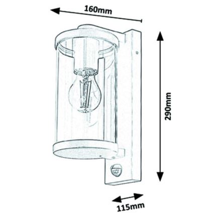 Rabalux - Außenwandleuchte mit Sensor 1xE27/60W/230V IP44
