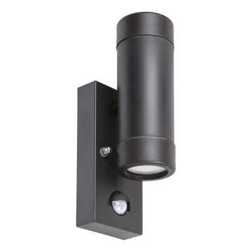 Rabalux - Außenwandleuchte mit Sensor 2xGU10/10W/230V schwarz IP44