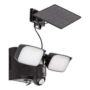 Rabalux - Flexible LED-Solar-Wandleuchte mit Sensor und externem Panel 2xLED/5W/3,7V IP54 schwarz