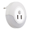 Rabalux - LED Nachtlicht mit Sensor für Steckdose 2xUSB LED/13,9W/230V 3000K