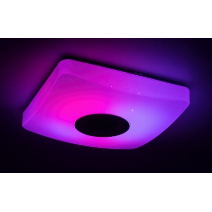 Rabalux - LED RGB dimmbare Deckenleuchte mit Lautsprecher LED/18W/230V 3000-6000K Bluetooth + Fernbedienung 36,5x36,5 cm