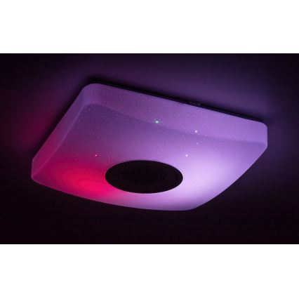Rabalux - LED RGB dimmbare Deckenleuchte mit Lautsprecher LED/18W/230V 3000-6000K Bluetooth + Fernbedienung 36,5x36,5 cm