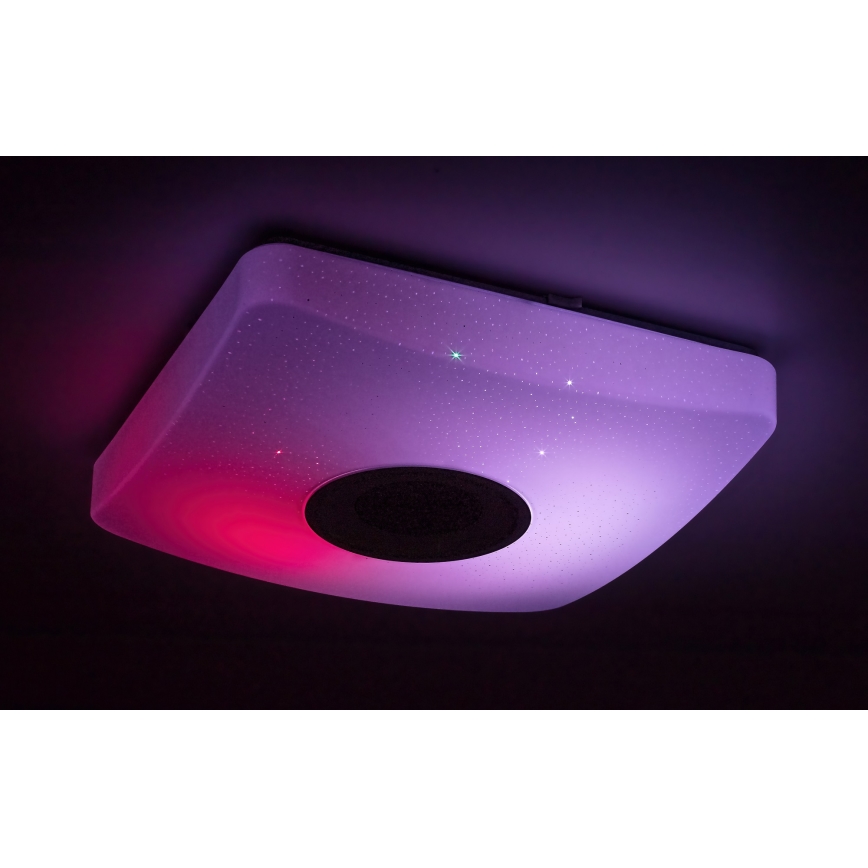 Rabalux - LED RGB dimmbare Deckenleuchte mit Lautsprecher LED/18W/230V 3000-6000K Bluetooth + Fernbedienung 36,5x36,5 cm
