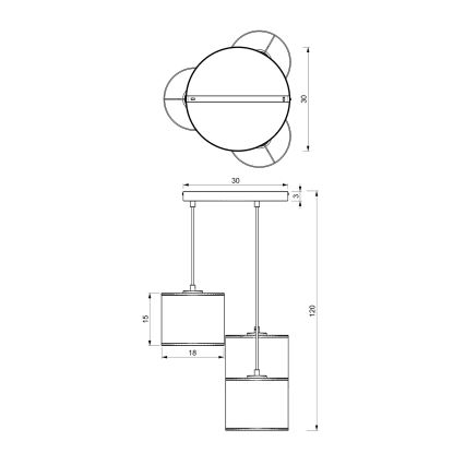 Deckenleuchte an Seil RATTAN 3xE27/60W/230V Rattan