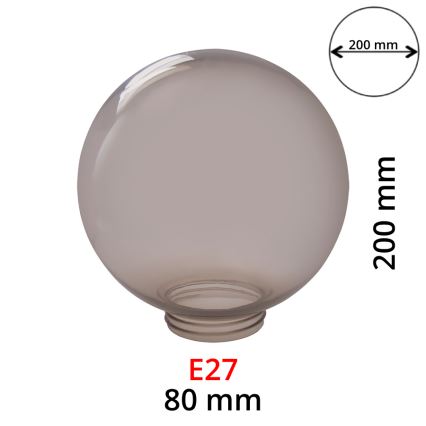 Rauchfarbener Ersatz-Lampenschirm für Wandleuchten E27 d 20 cm