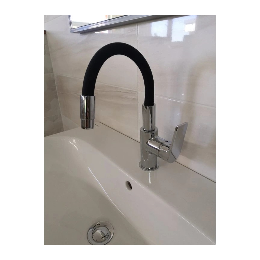 RAV Slezák CO119.0/15 - Spültischarmatur mit flexiblem Auslauf COLORADO 25 cm schwarz/glänzender Chrom