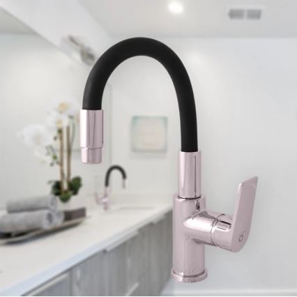 RAV Slezák CO119.0/15 - Spültischarmatur mit flexiblem Auslauf COLORADO 25 cm schwarz/glänzender Chrom