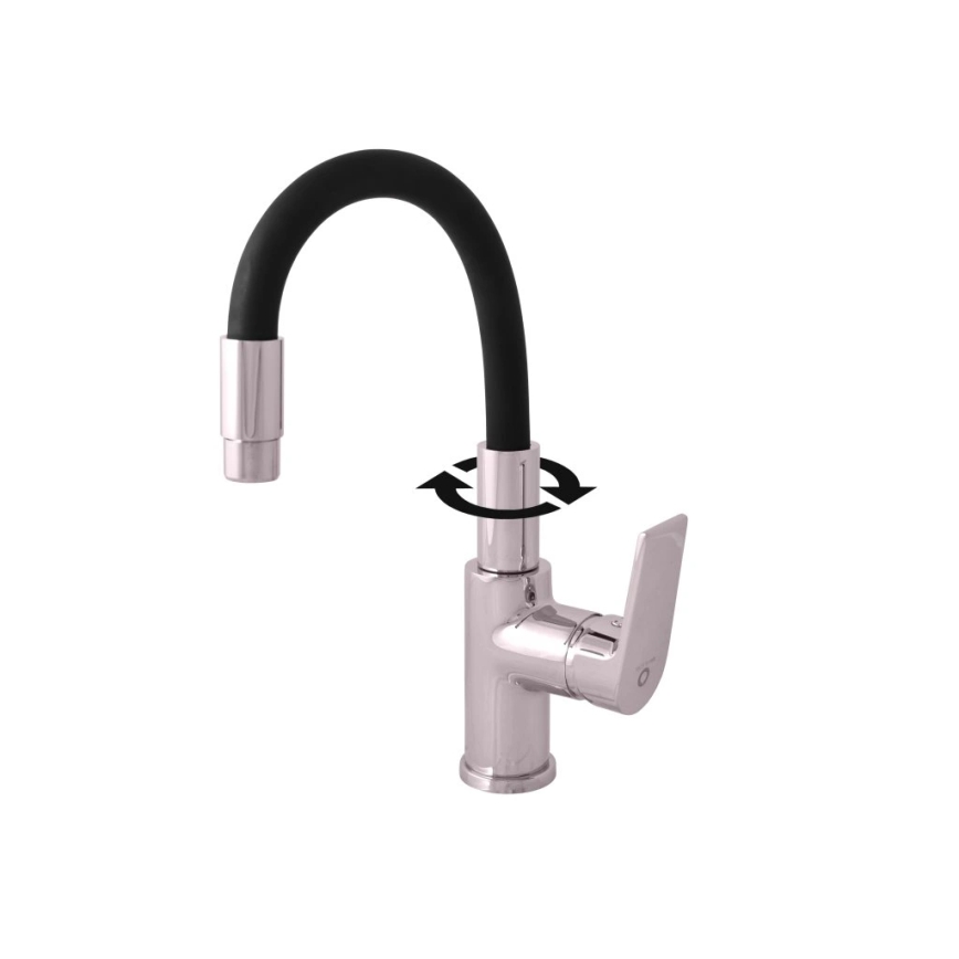 RAV Slezák CO119.0/15 - Spültischarmatur mit flexiblem Auslauf COLORADO 25 cm schwarz/glänzender Chrom