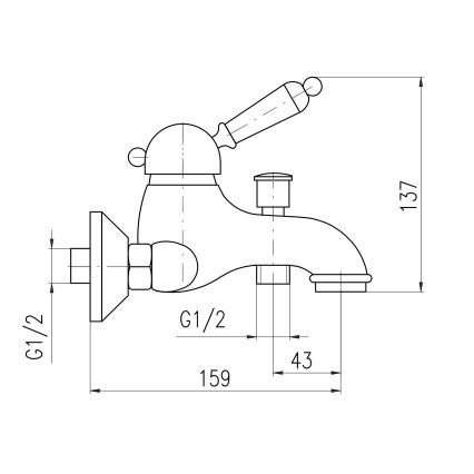 RAV Slezák L554.5CMAT - Wannenarmatur LABE RETRO 13,7 cm matt schwarz